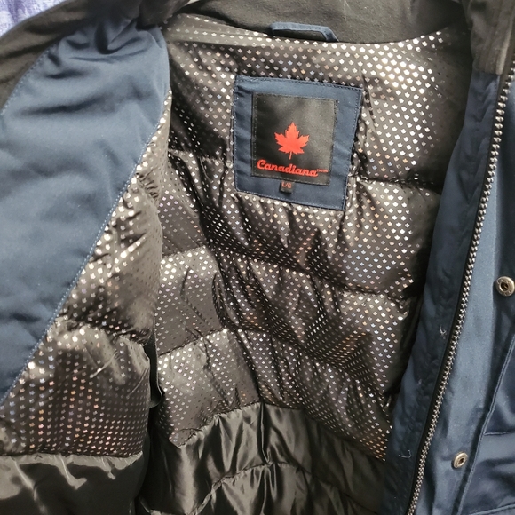 Men Canadiana Down Blend Parka Jacket - Navy L/G - Picture 5 of 6